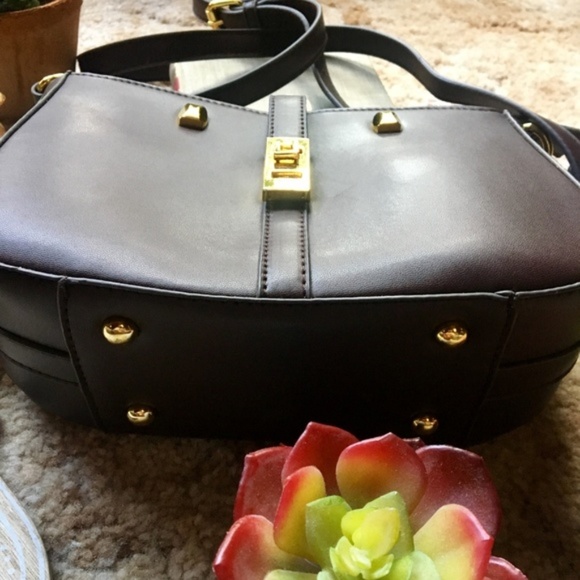 {Adrienne Vittadini} Brown Leather Crossbody Purse - Picture 7 of 8